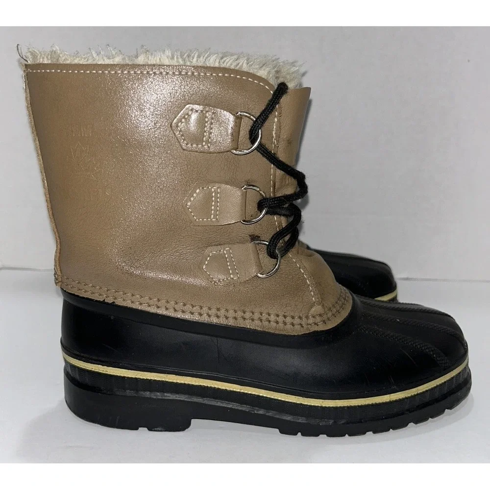 Ram Sorel Women's boots Size 5 Tan Fur Trim Water Resistant Winter Wool‎ Lined